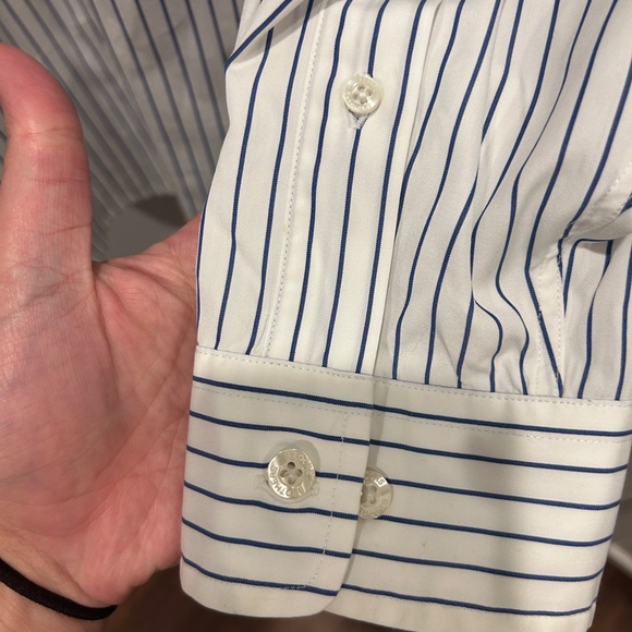 Men’s Brooks Brothers Striped Button up Shirt White Blue XL - Picture 4 of 9